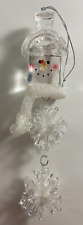 Clear Acrylic Snowman Snowflake 7 in Dangling Ice Cube Christmas Ornament, used for sale  Henderson