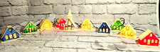 10 Alpine Village Putz Plastic Houses Church Christmas Village Light Set Vintage for sale  Shipping to South Africa