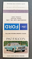 1967 Ford Falcon Futura Coupe - Revendedor Vazio Match Book Cover - Altona, MB, usado comprar usado  Enviando para Brazil