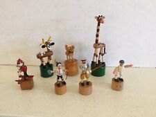 Vintage Wood Animated Push-Up Toys, Set of 7 for sale  Shipping to South Africa