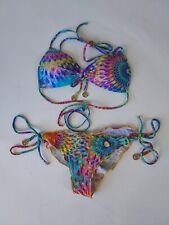 Luli Fama Brazilian Ruched Bikini Swimsuit Top Sz XS Bottom Sz L for sale  Shipping to South Africa