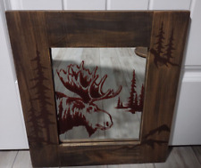 "Espejo de alce y pino con marco de madera cabaña rústica de 14"" x 16" segunda mano  Embacar hacia Argentina