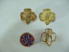 GROUP OF 4 VINTAGE GIRL SCOUT & SPRITE BROWNIE PINS: EAGLE TREFOIL + EARLY 1900+, used for sale  Shipping to South Africa