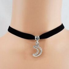 NEW Moon Hollow Pendant Charm Black Velvet Choker Necklace Silver Chain Jewelry for sale  Shipping to South Africa