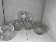 Vintage Nestle Etched Clear Glass Frosted World Globe Coffee Mugs Set Of 5 for sale  Shipping to South Africa