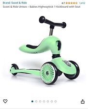 Scoot and Ride Highway Kick 1 - 2 in Kids Scooter For 1-5 Year Olds - Green, used for sale  Shipping to South Africa