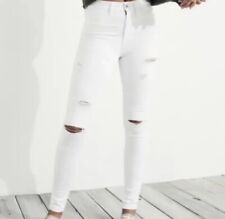 Jeans Hollister Original Feminino Branco Cintura Alta Super Skinny Desgastado 5P/27 comprar usado  Enviando para Brazil