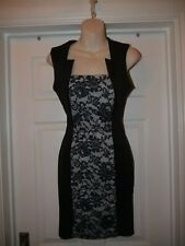 New Look Lace Effect Dress Black & White Size 10 Wedding/ Evening Party Outfit for sale  Shipping to South Africa