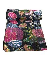 Indian Hndmade Floral Print Queen Cotton Kantha Quilt Throw Blanket Bedspread for sale  Shipping to South Africa