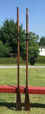 Used, BEAUTIFUL Set of OLD WOODEN SPOON OARS 80" + LOCKS & LEATHER Paddles Boat  for sale  Newport