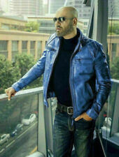 Motorcycle fit Men Lambskin Biker Stylish Blue Festive 100% Leather Slim Jacket, used for sale  Shipping to South Africa
