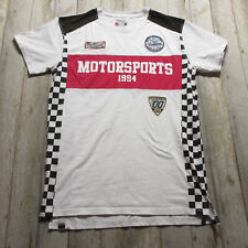 Camisa Motorsports 1984 para hombre XL blanca bandera a cuadros carreras libertad deportes de motor segunda mano  Embacar hacia Argentina