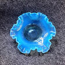 Precioso plato de caramelos Fenton Art Vidrio Azul Opalescente Doble Borde Volante Bon Bon segunda mano  Embacar hacia Argentina