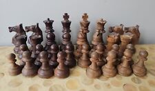 Vintage Wood Staunton Chess Set Glass Bead Eye Cavalier Lardy 3.25” King READ for sale  Shipping to South Africa