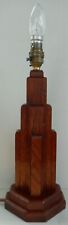 Vintage Art Deco Skyscraper Design Oak Wooden Table Lamp Base Hand Made Working for sale  Shipping to South Africa