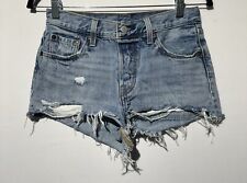 Shorts jeans vintage Levis 501 feminino corte mosca botão lavagem leve algodão tamanho 25 comprar usado  Enviando para Brazil