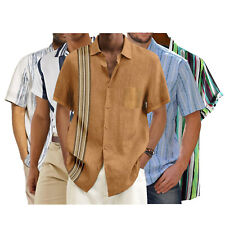 Camisa Masculina Listras camisas casuais Slim Manga Curta botão para baixo Blusa, usado comprar usado  Enviando para Brazil