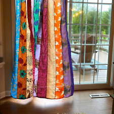 Used, 2 pc set Indian Vintage Sari Patchwork Curtain Drape Window Decor Silk Curtain for sale  Shipping to South Africa