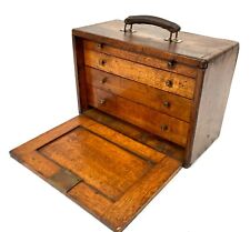 Antique Wooden Oak Engineers Toolbox / Tool Box / Collectors Cabinet With Key, used for sale  Shipping to South Africa