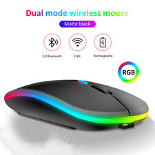 Mouse óptico inalámbrico Bluetooth de 2,4 GHz USB recargable ratones RGB para PC portátil segunda mano  Embacar hacia Argentina