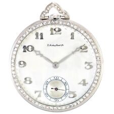 Relógio de bolso suíço Deco Mathey Tissot platina com moldura e arco de diamante comprar usado  Enviando para Brazil