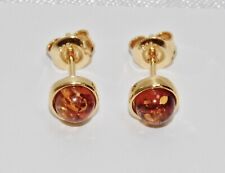 9ct Yellow Gold on Silver Baltic Amber Single Stone Stud Earrings for sale  BIRMINGHAM