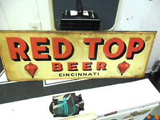 VINTAGE RED TOP BEER EMBOSSED TIN SIGN CINCINNATI OHIO ORIGINAL BREWERY SIGN for sale  Shipping to South Africa