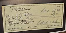Cheque personal firmado por AL KALINE 12.2.1969. Tigres de Detroit de corte , usado segunda mano  Embacar hacia Argentina