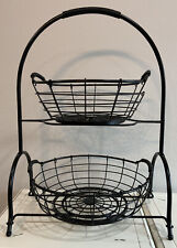 2-Tier Farmhouse Fruit Basket Stand, Wire Fruit Vegetables Countertop Storage for sale  Shipping to South Africa