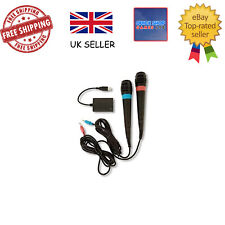  Official 2 x WIRED SINGSTAR MICROPHONES + USB ADAPTER for PS2 PS3 PS4  for sale  Shipping to South Africa