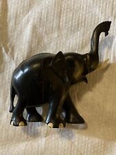Used, vintage black Evony wooden hand carved elephant statue figure with trunk up for sale  Shipping to Canada