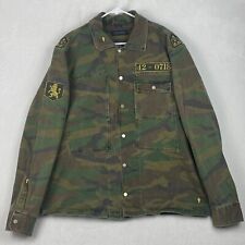 Usado, Chaqueta Zara para Hombre Extra Grande Verde Camuflaje Snap Militar Ejército Parche Denim segunda mano  Embacar hacia Argentina