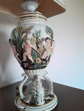 Używany, CAPODIMONTE LARGE ANTIQUE LAMP PORCELAIN ANGELS VINTAGE ITALIAN na sprzedaż  PL