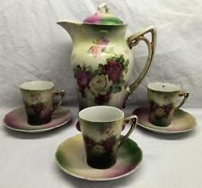 Antique Hand Painted Roses Chocolate Pot / Tea Service Set - Unmarked for sale  Shipping to South Africa