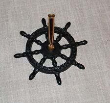 Helm Tall Ship Helm/Steering Wheel Cast/Metal Iron Pen Holder 4 In by 4 Metal for sale  Shipping to South Africa