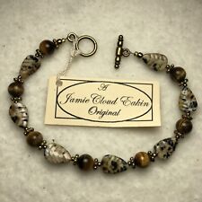 Jamie Cloud Eakin Original Bracelet Jasper Dalmation Tiger Eye Stone 6.75" for sale  Shipping to South Africa
