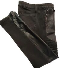 Trackr Low Rise Stretch Jeans Black Faux Leather Front 5 Pocket Women's Size 28 for sale  Shipping to South Africa
