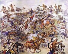 The Indian Battle at Little Big Horn. Indians Repro Print on Canvas or Paper, gebruikt tweedehands  verschepen naar Netherlands