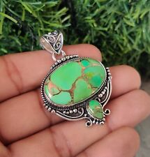 Piedra preciosa verde cobre turquesa plata esterlina 925 elegante colgante regalo MO2083 segunda mano  Embacar hacia Mexico