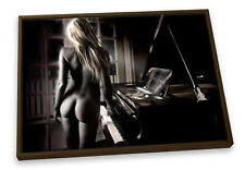 Sexy pianoforte nudo donna nero TELA TELAIO GALLEGGIANTE stampa arte da parete immagine usato  Spedire a Italy