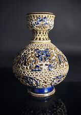Zsolnay Double Walled Reticulated Porcelain Vase, Cobalt Blue, Gilded, 1887-1889 for sale  Shipping to South Africa