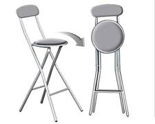  Grey Folding Breakfast Round Padded Bar High Chair Stool  for sale  Shipping to South Africa