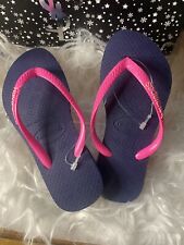 Chinelos Havaianas AZUL MARINHO/ROSA QUENTE jovens meninas tamanho 11/12C EUA novos comprar usado  Enviando para Brazil