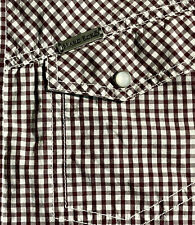 Marc Ecko Cut & Sew Dark Red Plaid Check Western Pearl Snap Shirt Men’s Medium, used for sale  Miami