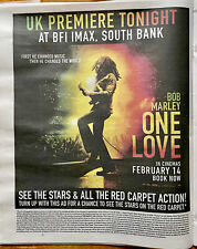 Bob Marley One Love Filme Estreia Reino Unido Jornal Publicitário Pôster Página Inteira 14x11, usado comprar usado  Enviando para Brazil