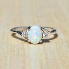 White Fire Opal Ring for Women Wedding Party 925 Silver Rings Jewelry Size 6-10 segunda mano  Embacar hacia Mexico