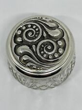 Vintage Avon Ornate Silver Lid Cold Cream Glass Jar Vanity/Makeup Table Trinket  for sale  Coeur D Alene