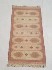 Alfombra de piso vintage hecha a mano tradicional geométrica beige kilim 118x66 cm segunda mano  Embacar hacia Argentina