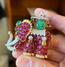 Broche Elephant Ruby Esmeralda Esmeralda Circa 1965 Constance Barbar Mellon Jewe segunda mano  Embacar hacia Argentina