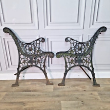 Reclaimed Vintage Decorative Ornate Cast Iron Metal Garden Bench Seat Ends  for sale  Shipping to South Africa